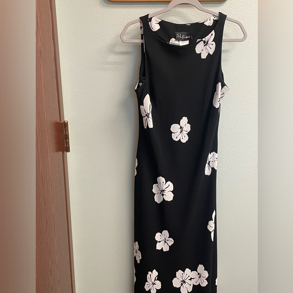 S.L. Fashions Black and White Dress